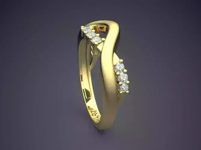 Curved Ring With Diamonds Gjart A-523