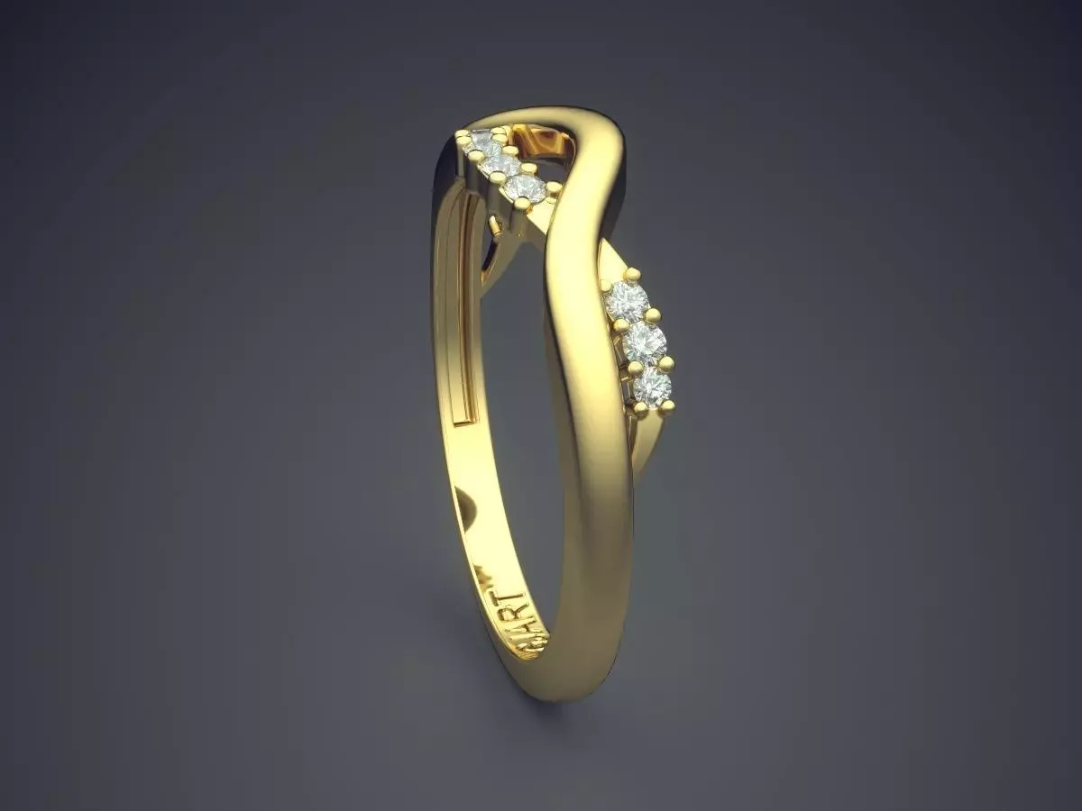 Curved Ring With Diamonds Gjart A-522 3D print model_3