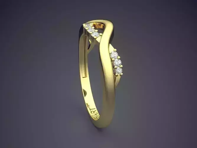 Curved Ring With Diamonds Gjart A-522
