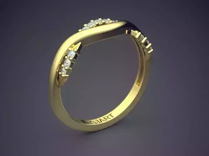 Curved Ring With Diamonds Gjart A-522 3D print model