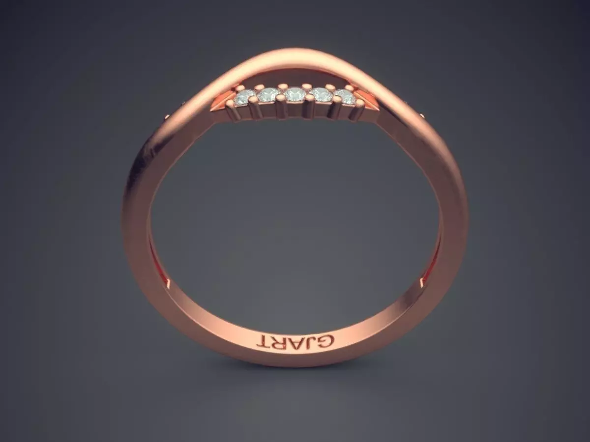 Curved Ring With Diamonds Gjart A-522 3D print model_2