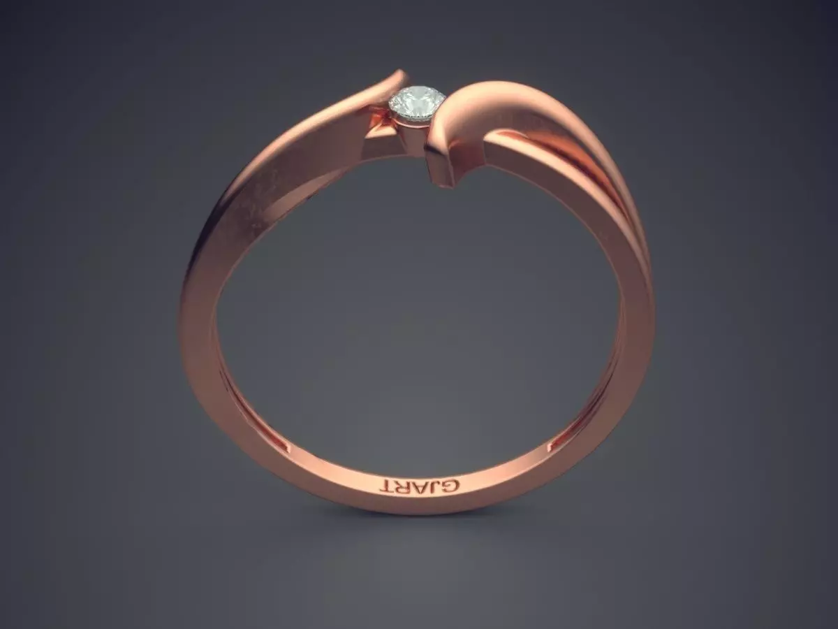 Unique Ring With Diamond Gjart A-515 3D print model_2