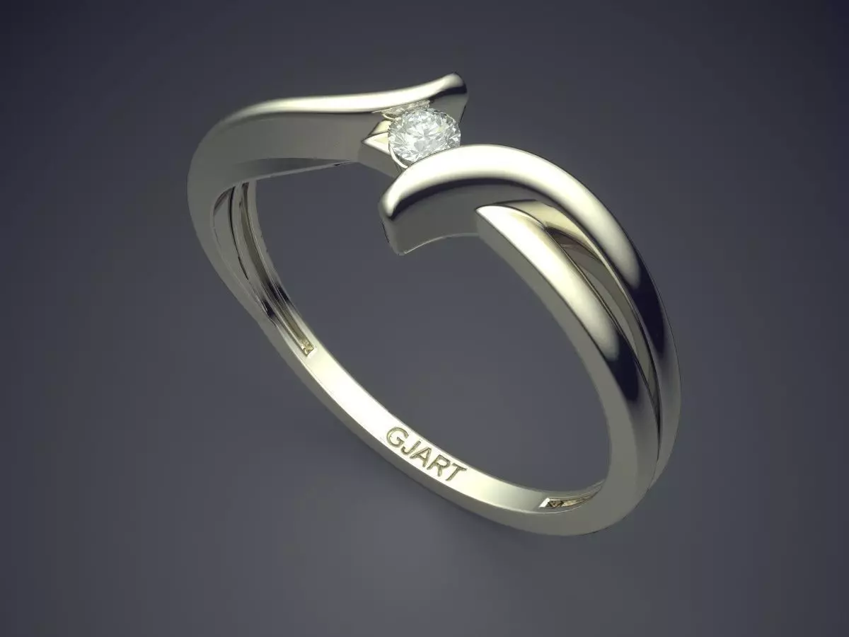 Unique Ring With Diamond Gjart A-515 3D print model_1