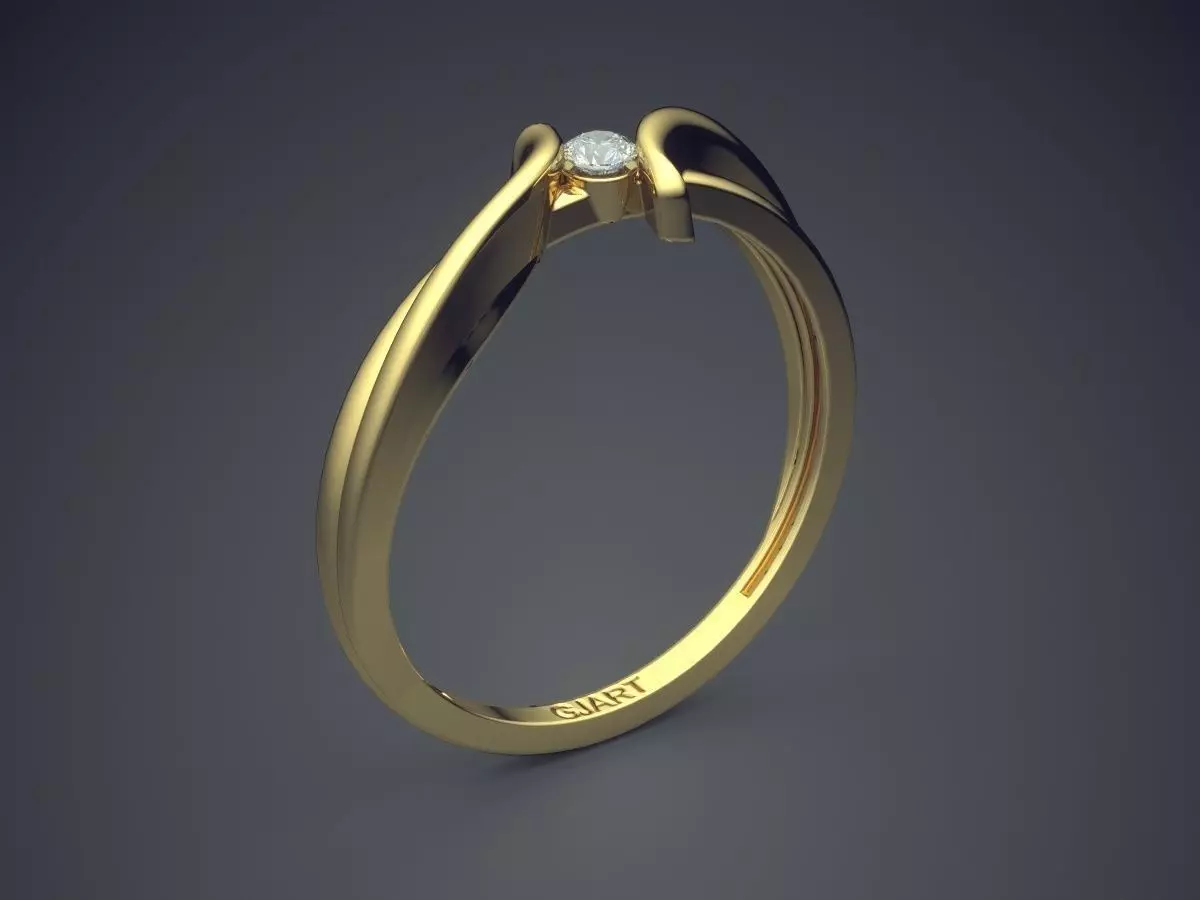 Unique Ring With Diamond Gjart A-515 3D print model_0