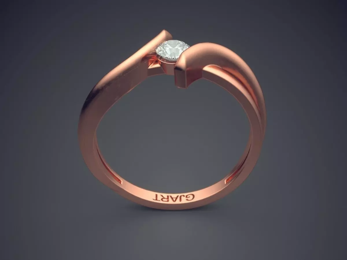 Unique Ring With Diamond Gjart A-513 3D print model_2