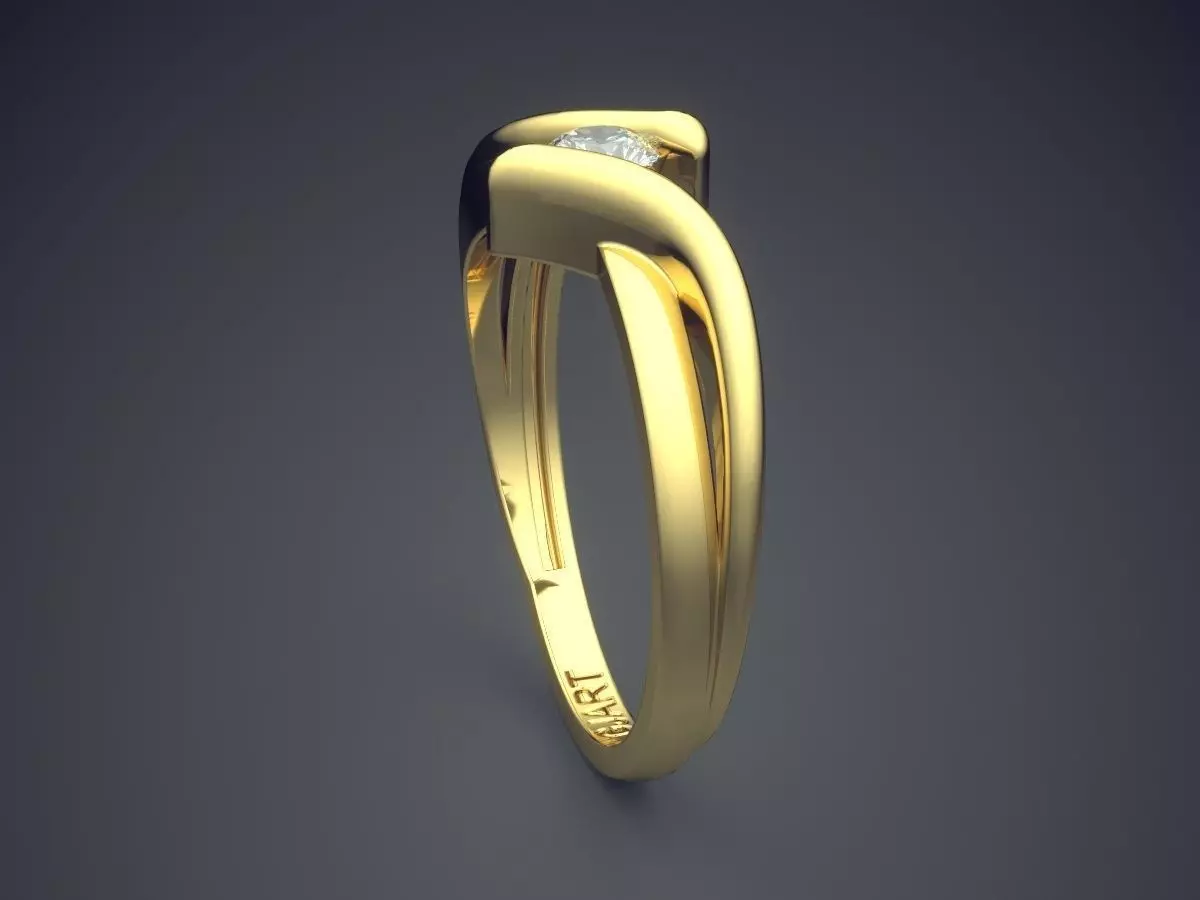 Unique Ring With Diamond Gjart A-513 3D print model_3
