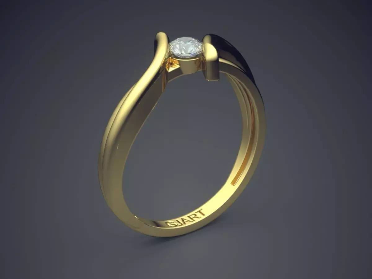 Unique Ring With Diamond Gjart A-513 3D print model_0