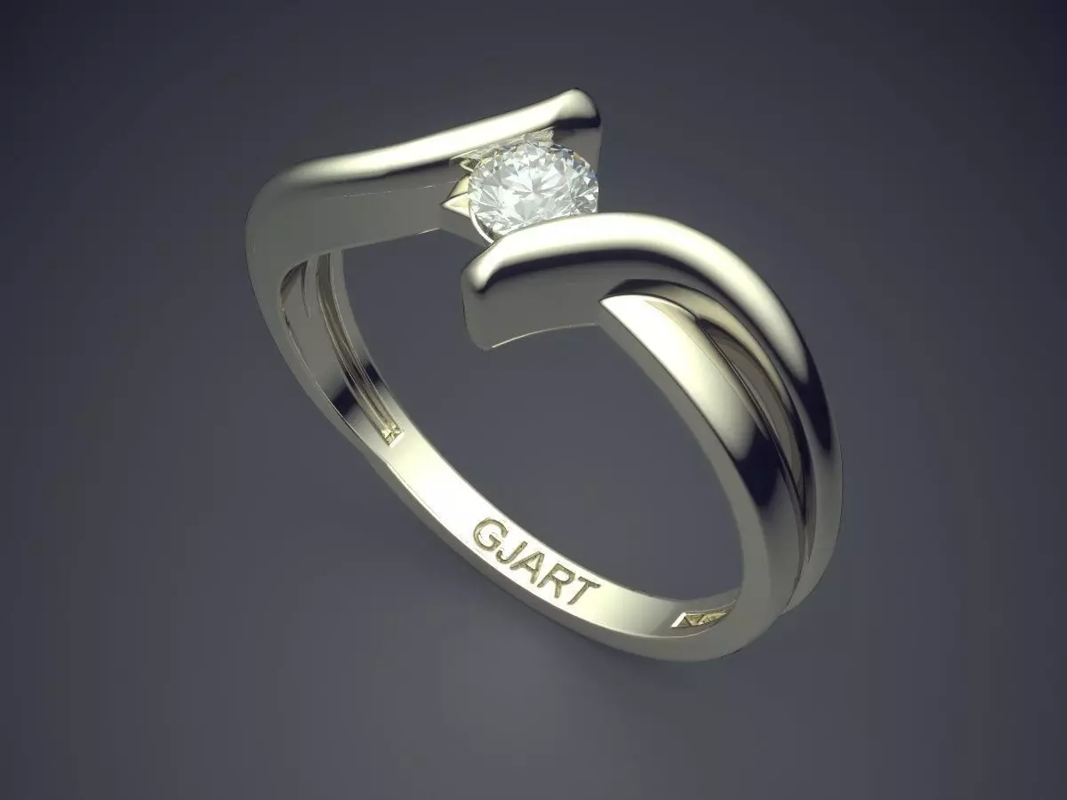 Unique Ring With Diamond Gjart A-513 3D print model_1