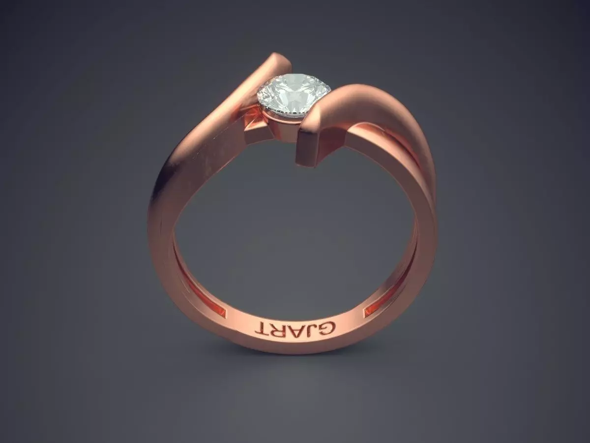 Unique Ring With Diamond Gjart A-512 3D print model_2