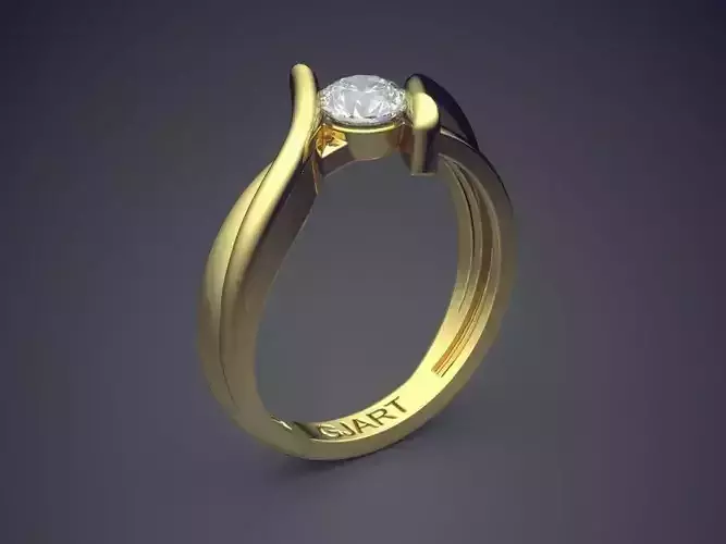 Unique Ring With Diamond Gjart A-512 3D print model