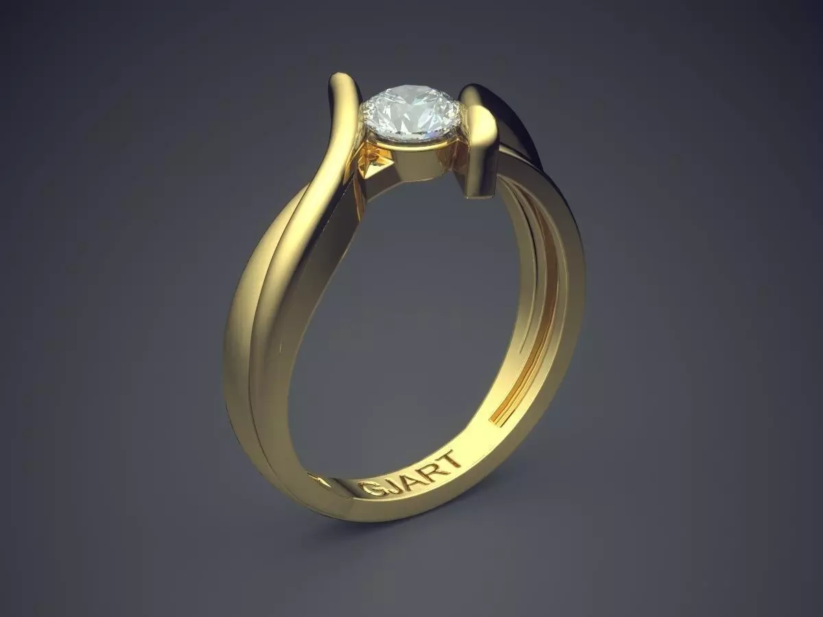 Unique Ring With Diamond Gjart A-512 3D print model_0