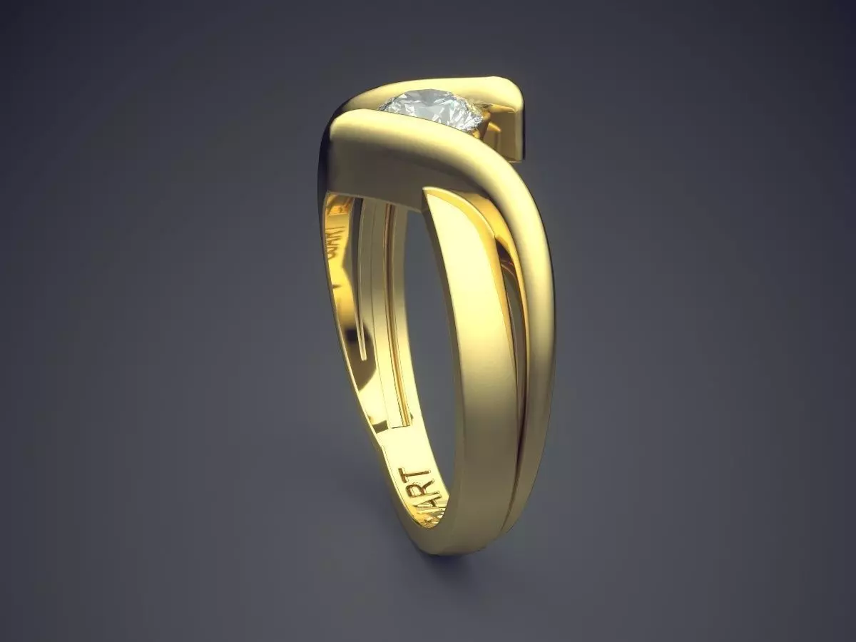 Unique Ring With Diamond Gjart A-512 3D print model_3