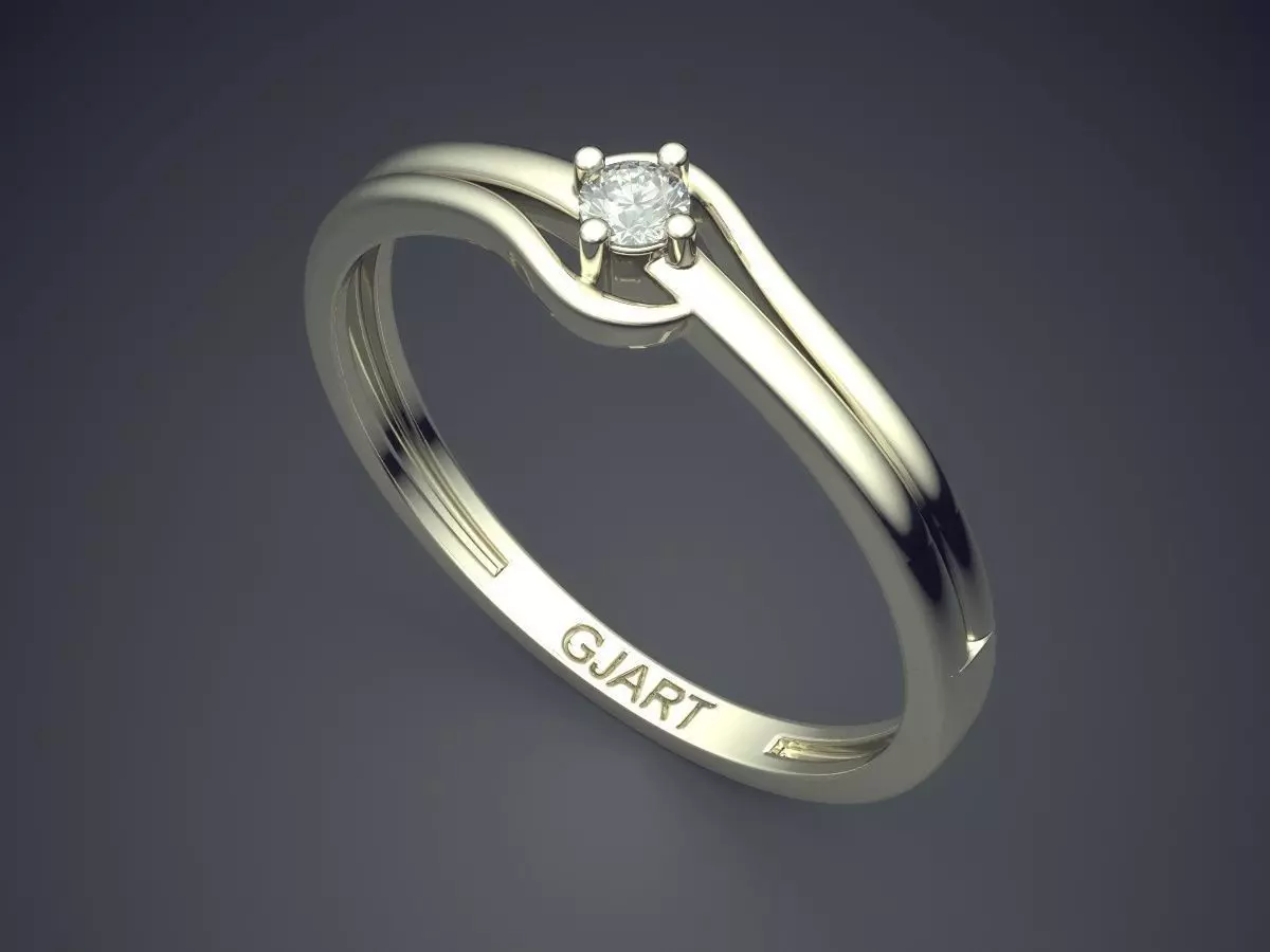Ring With Diamond Gjart A-481 3D print model_1