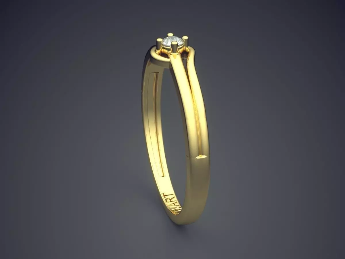 Ring With Diamond Gjart A-481 3D print model_3