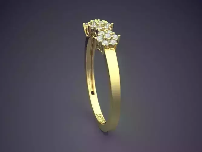 Flower-shaped Ring With Diamonds Gjart A-477