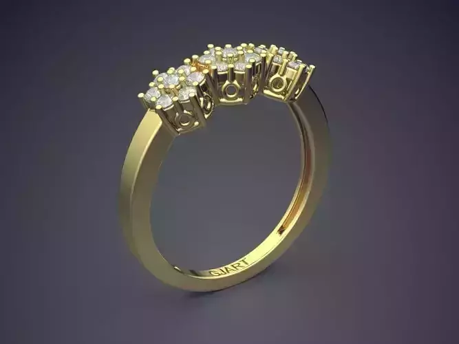 Flower-shaped Ring With Diamonds Gjart A-476