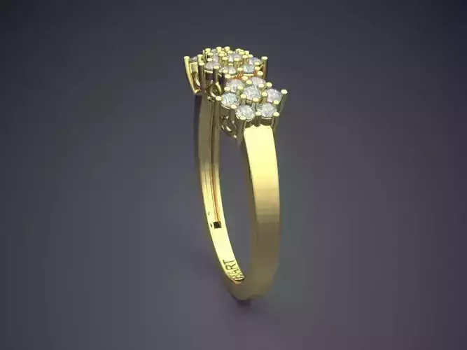 Flower-shaped Ring With Diamonds Gjart A-476