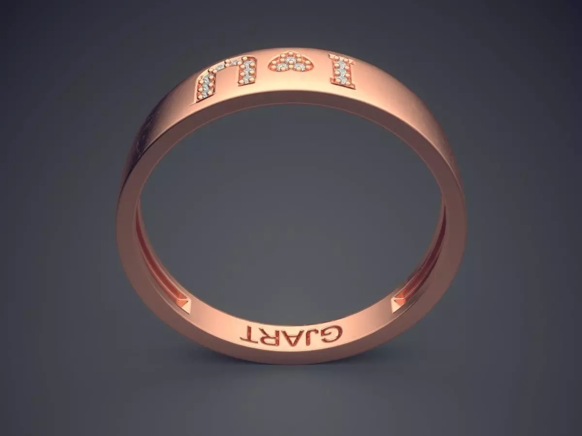 Engraved I Love You Ring With Diamonds Gjart A-470 3D print model_2