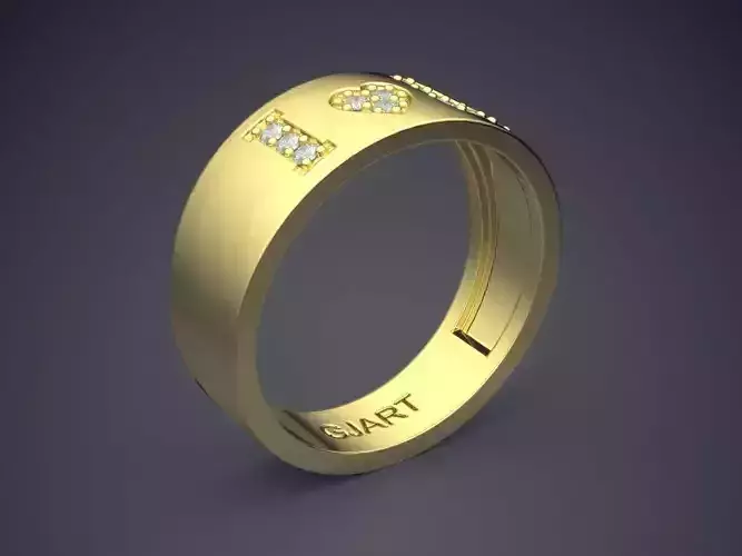 Engraved I Love You Ring With Diamonds Gjart A-470 3D print model