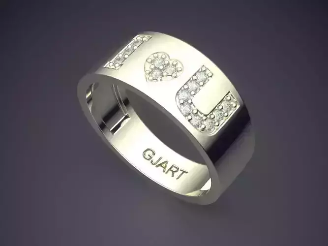 Engraved I Love You Ring With Diamonds Gjart A-470