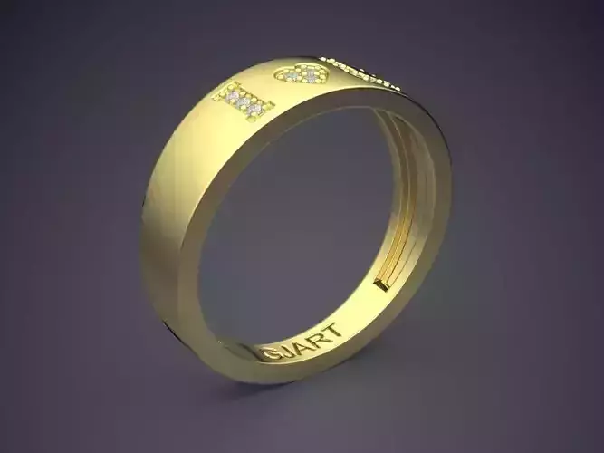 Engraved I Love You Ring With Diamonds Gjart A-470 3D print model