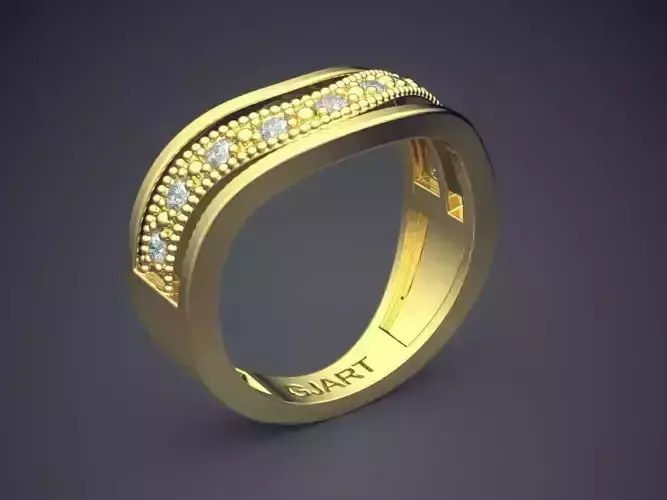 Unique Curved Ring With Diamonds Gjart A-469 3D print model