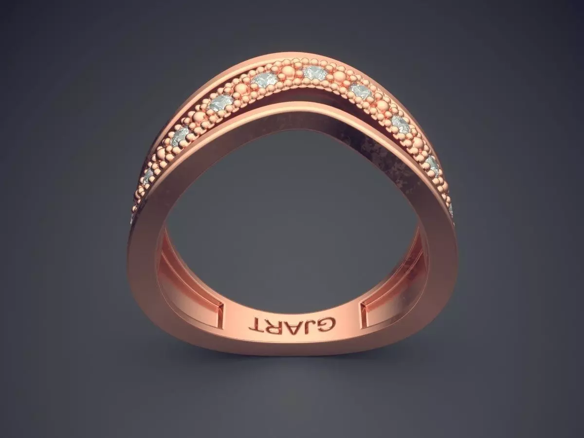 Unique Curved Ring With Diamonds Gjart A-469 3D print model_2