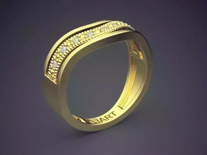 Unique Curved Ring With Diamonds Gjart A-467 3D print model