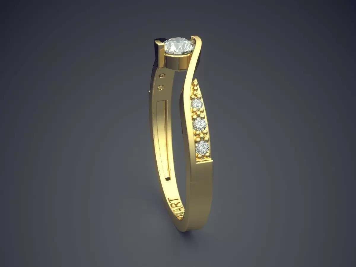 Unique Ring With Diamonds Gjart A-465 3D print model_3