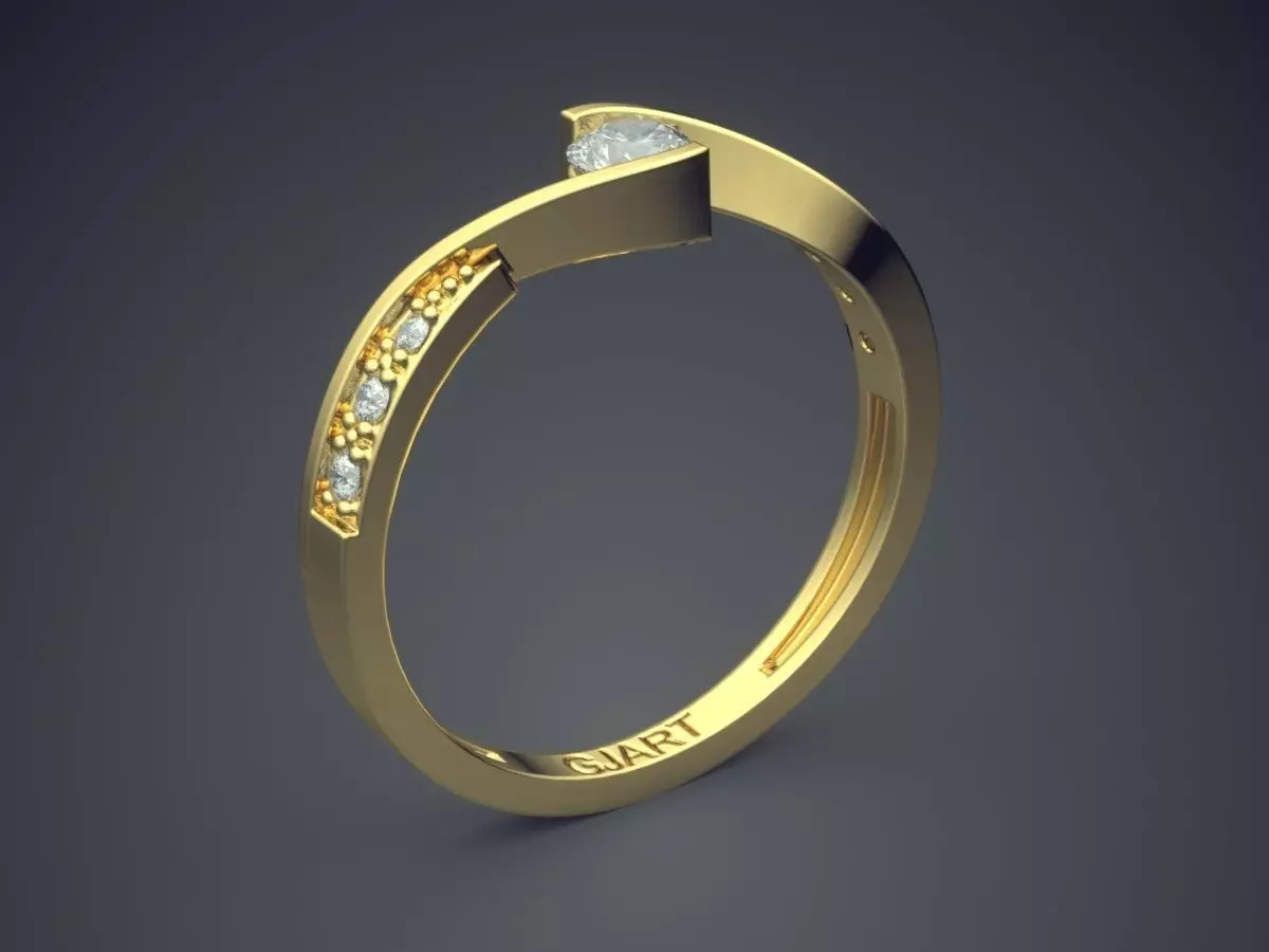 Unique Ring With Diamonds Gjart A-465 3D print model_0