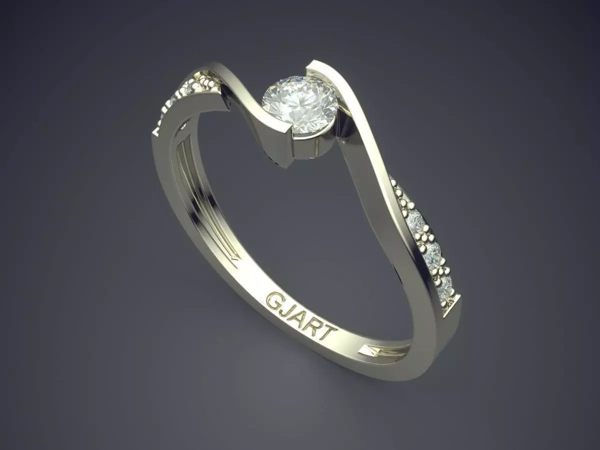 Unique Ring With Diamonds Gjart A-465 3D print model_1