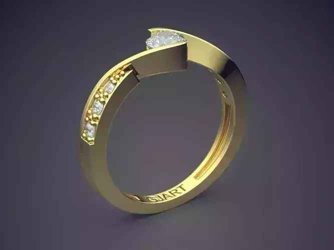 Unique Engagement Ring With Diamonds Gjart A-464 3D print model