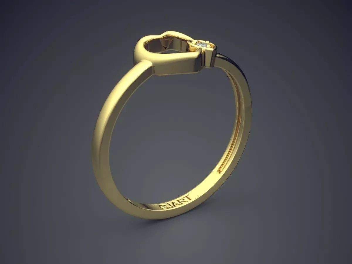 Heart-shaped Ring With Diamond Gjart A-430 3D print model_0