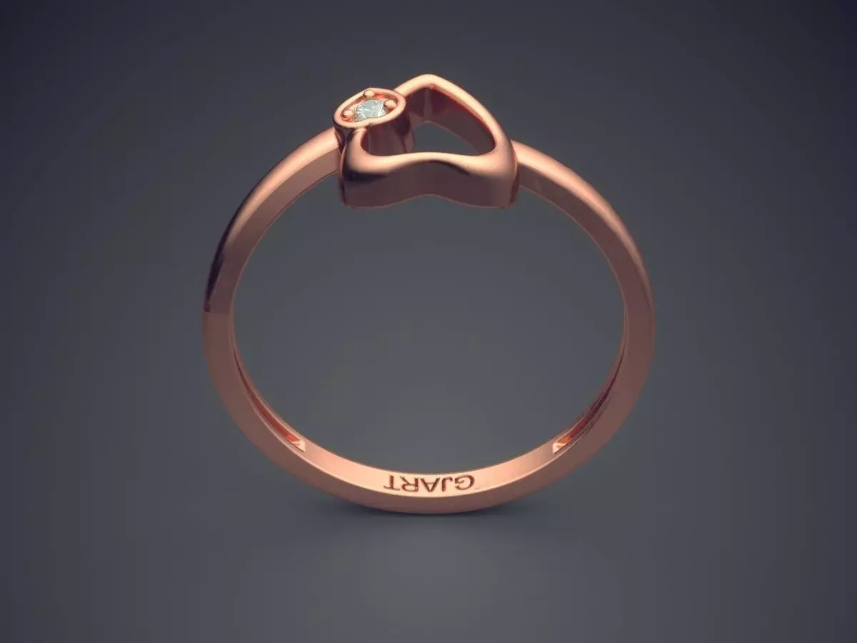 Heart-shaped Ring With Diamond Gjart A-430 3D print model_2