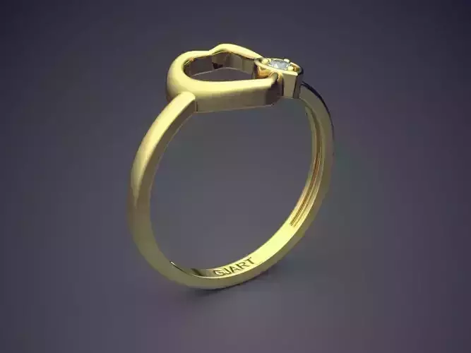 Heart-shaped Ring With Diamond Gjart A-429 3D print model