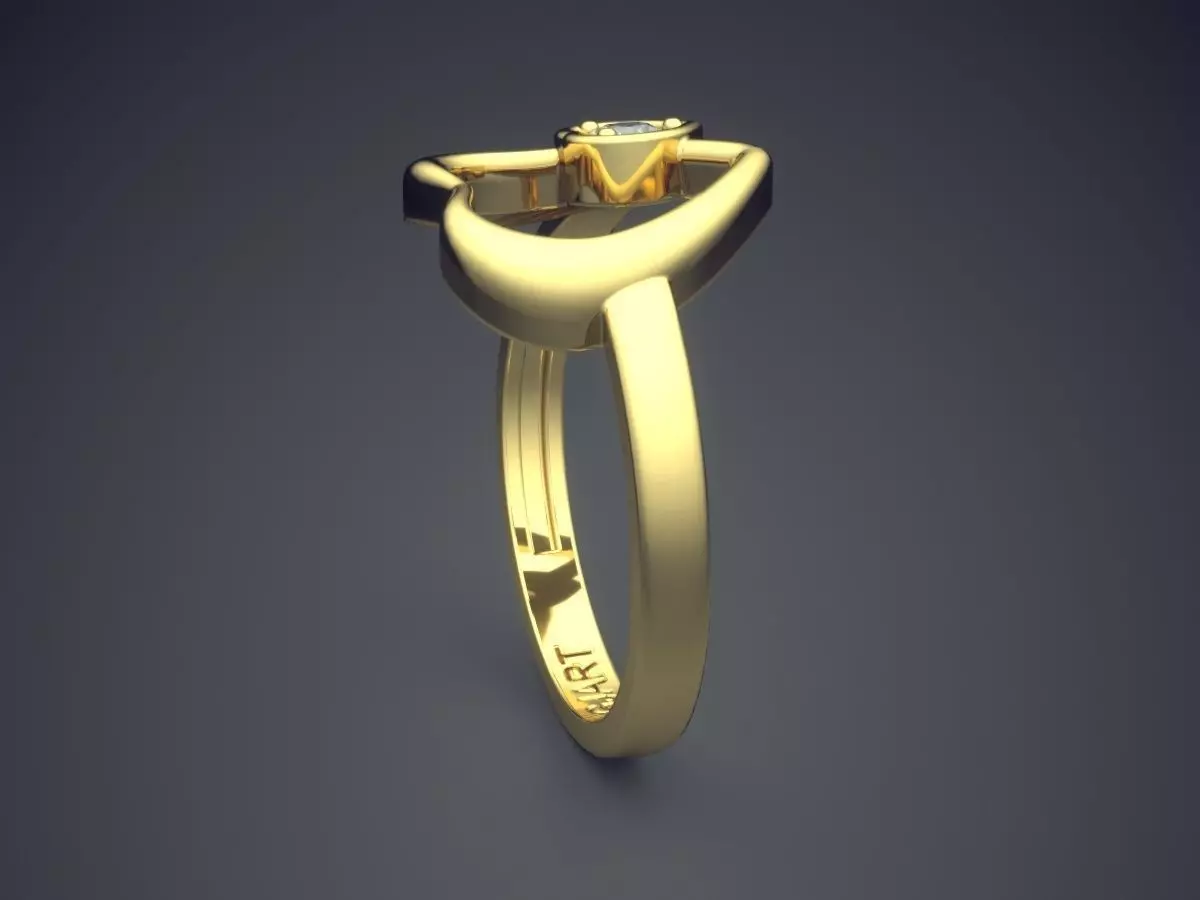 Heart-shaped Ring With Diamond Gjart A-428 3D print model_3
