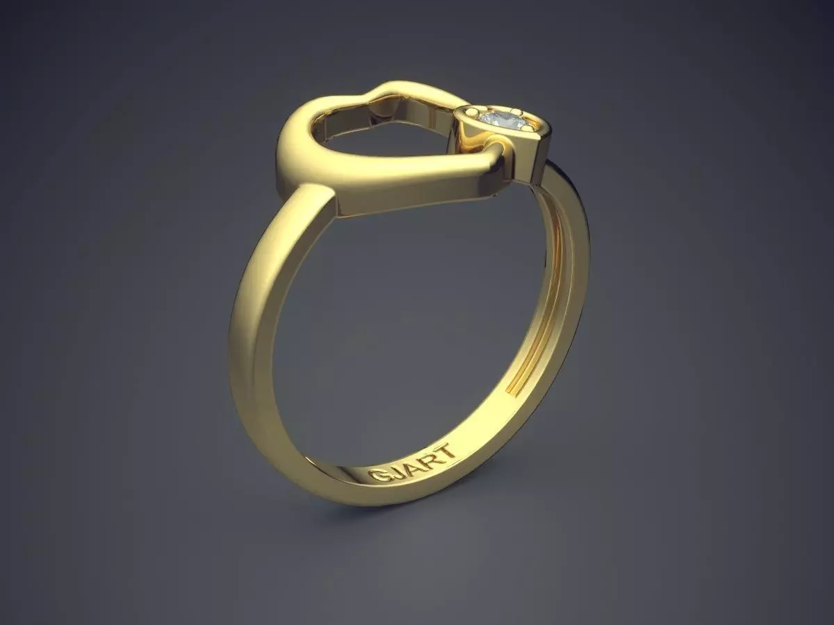 Heart-shaped Ring With Diamond Gjart A-428 3D print model_0