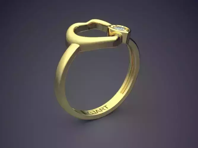 Heart-shaped Ring With Diamond Gjart A-428 3D print model