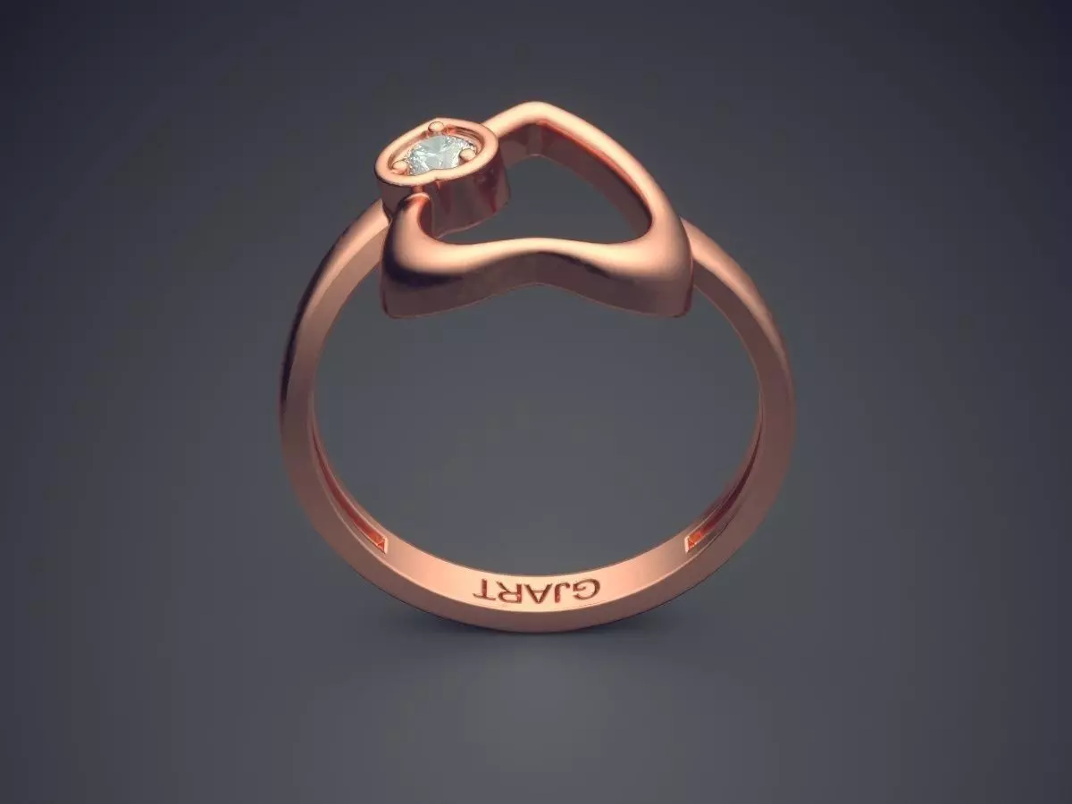 Heart-shaped Ring With Diamond Gjart A-428 3D print model_2