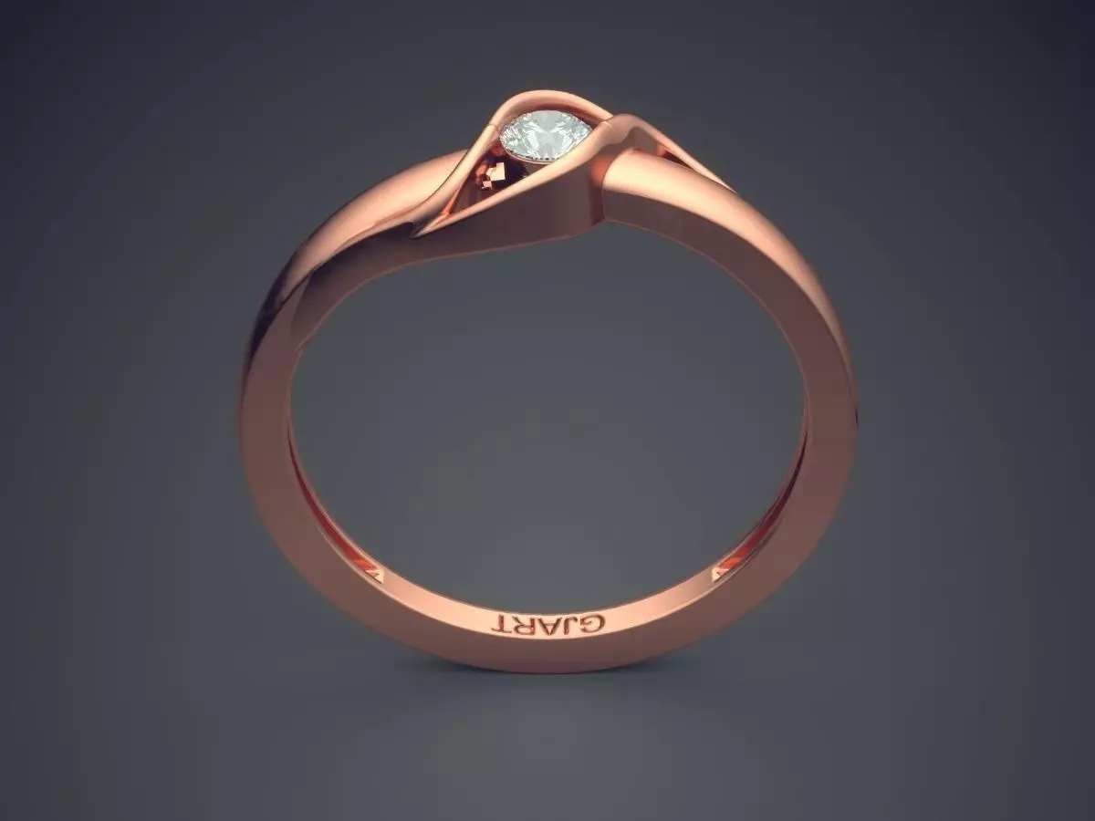 Unique Ring With Diamond Gjart A-423 3D print model_2