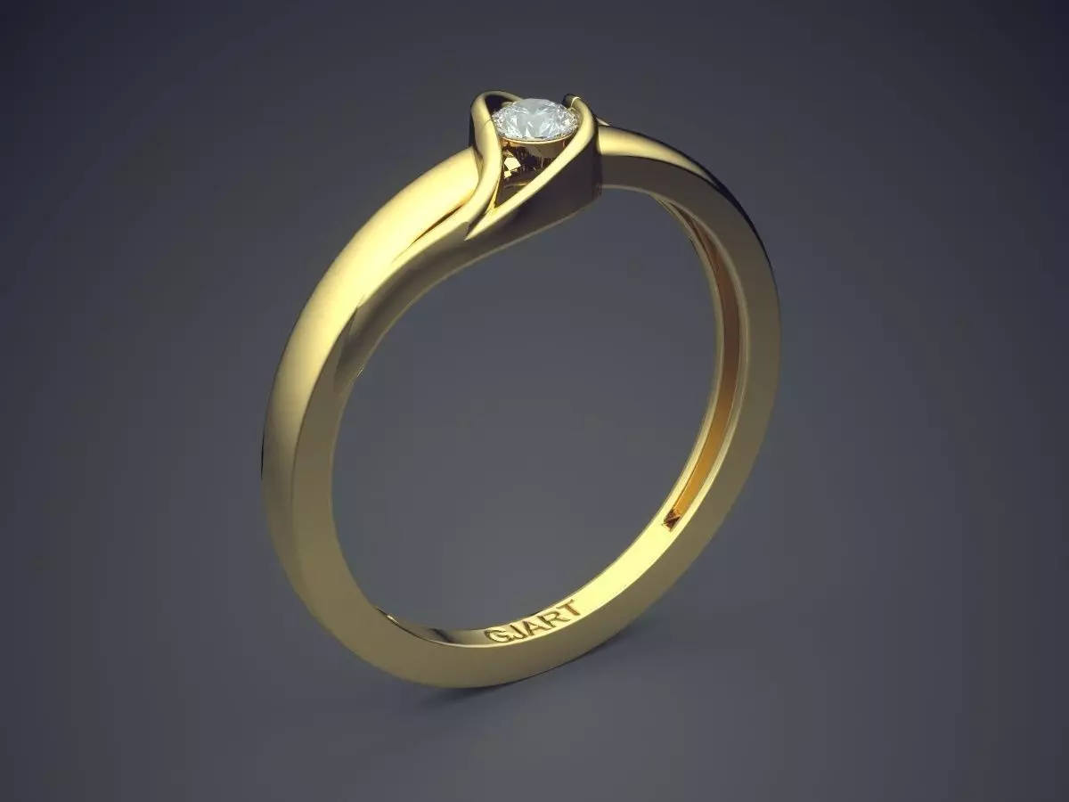 Unique Ring With Diamond Gjart A-423 3D print model_0