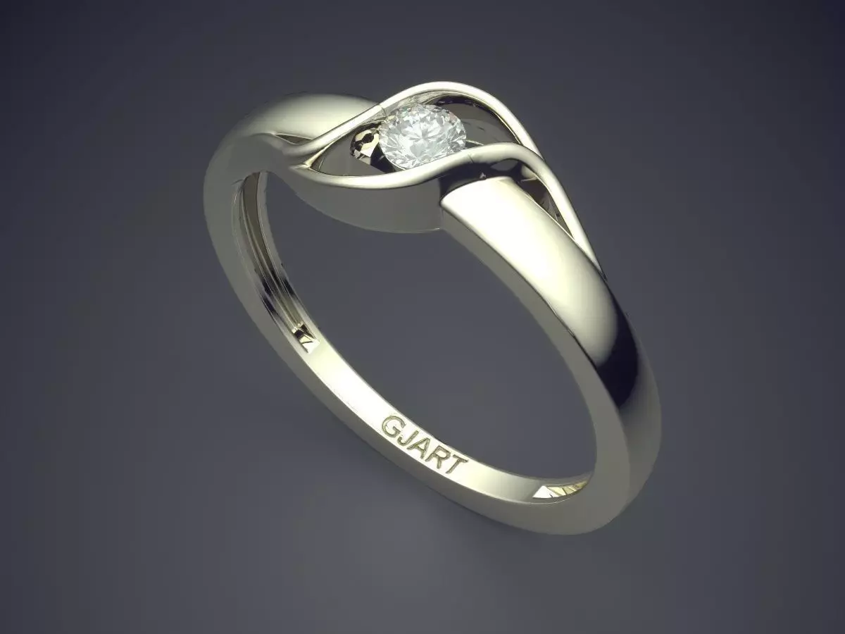 Unique Ring With Diamond Gjart A-423 3D print model_1