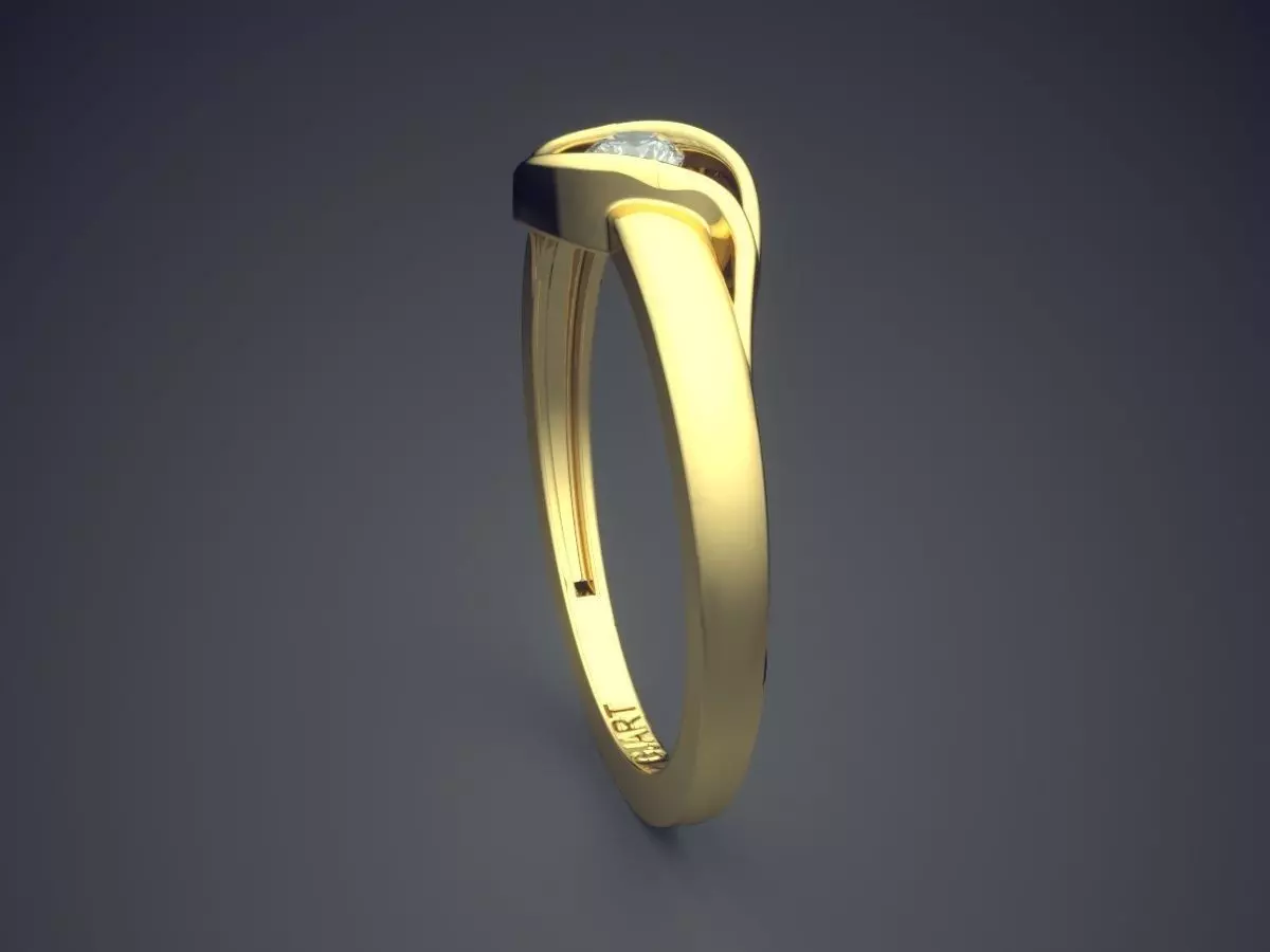 Unique Ring With Diamond Gjart A-423 3D print model_3