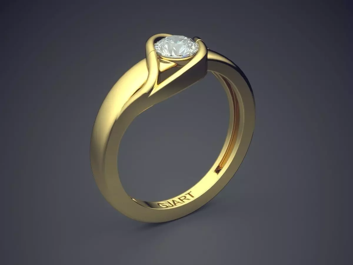 Unique Ring With Diamond Gjart A-422 3D print model_0