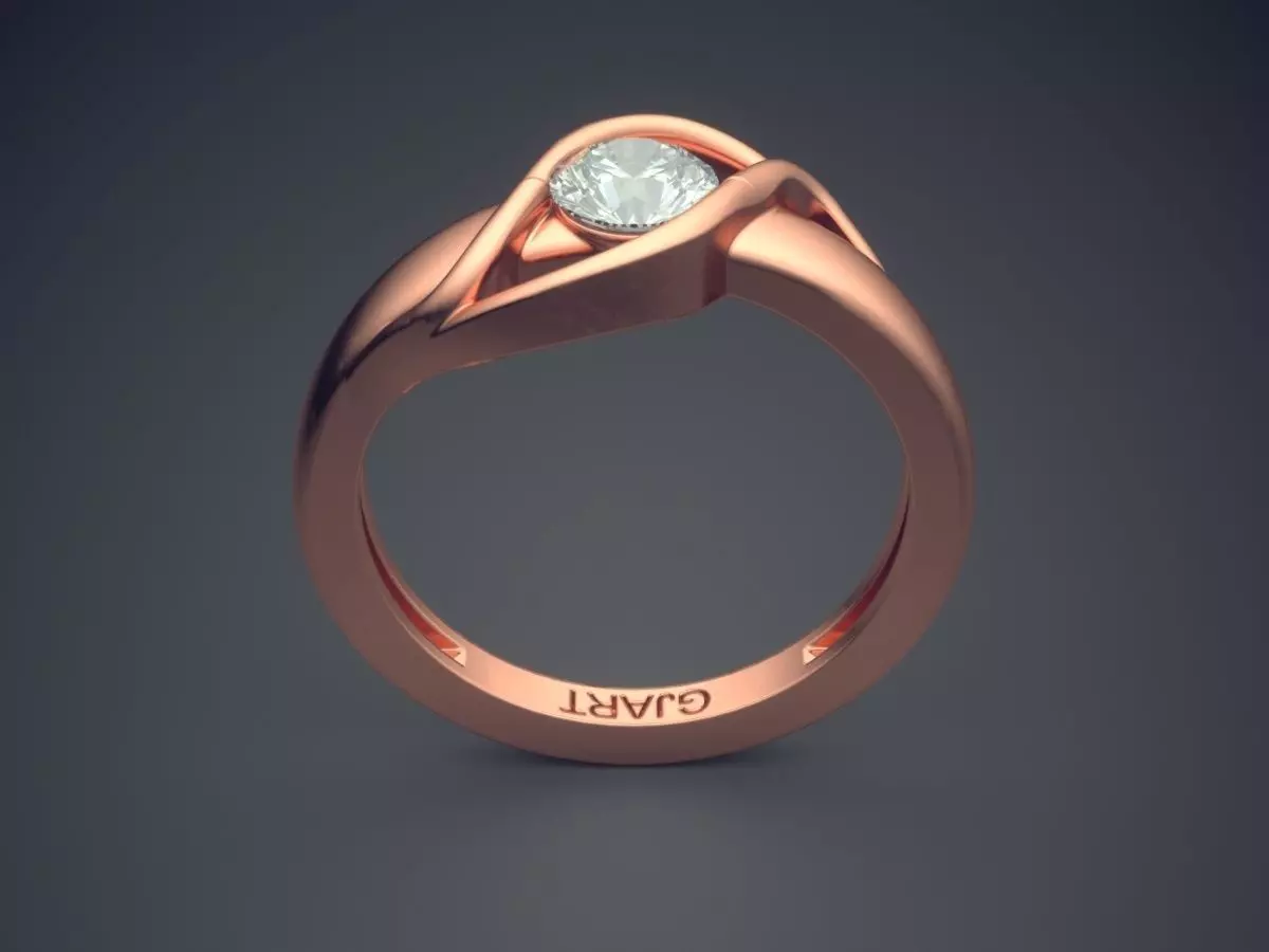 Unique Ring With Diamond Gjart A-422 3D print model_2