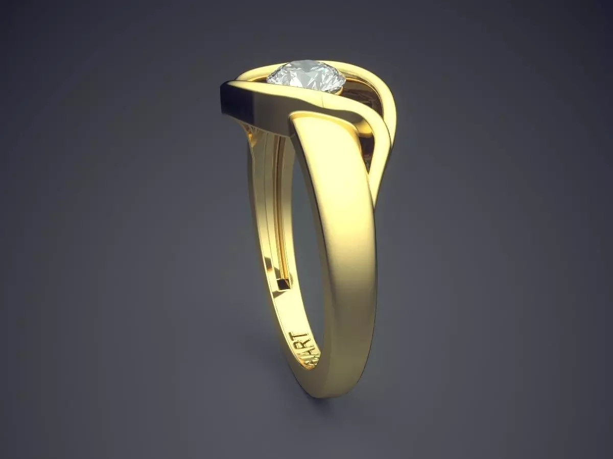 Unique Ring With Diamond Gjart A-422 3D print model_3