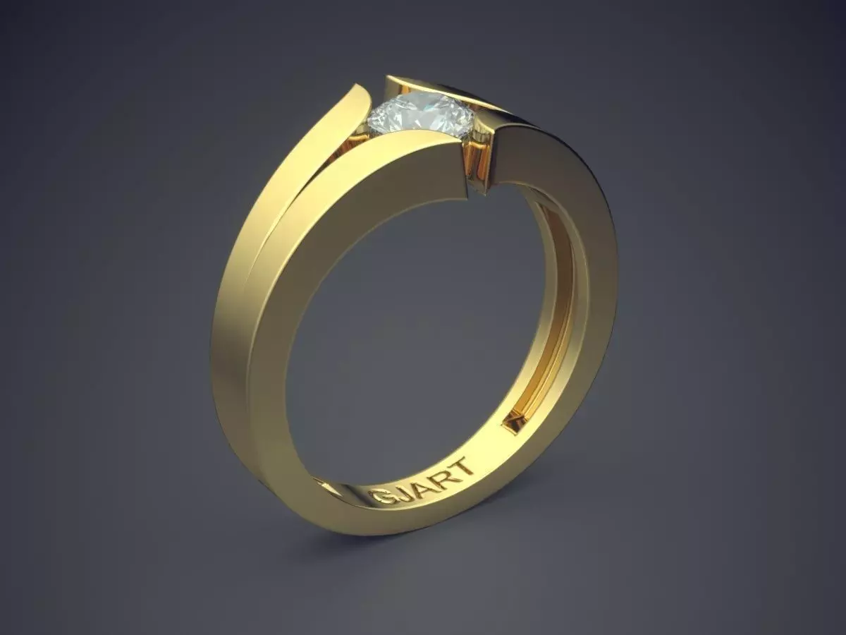 Unique Ring With Diamond Gjart A-413 3D print model_0
