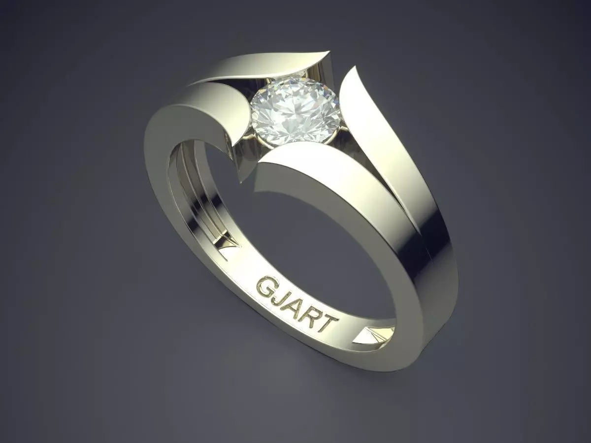 Unique Ring With Diamond Gjart A-413 3D print model_1