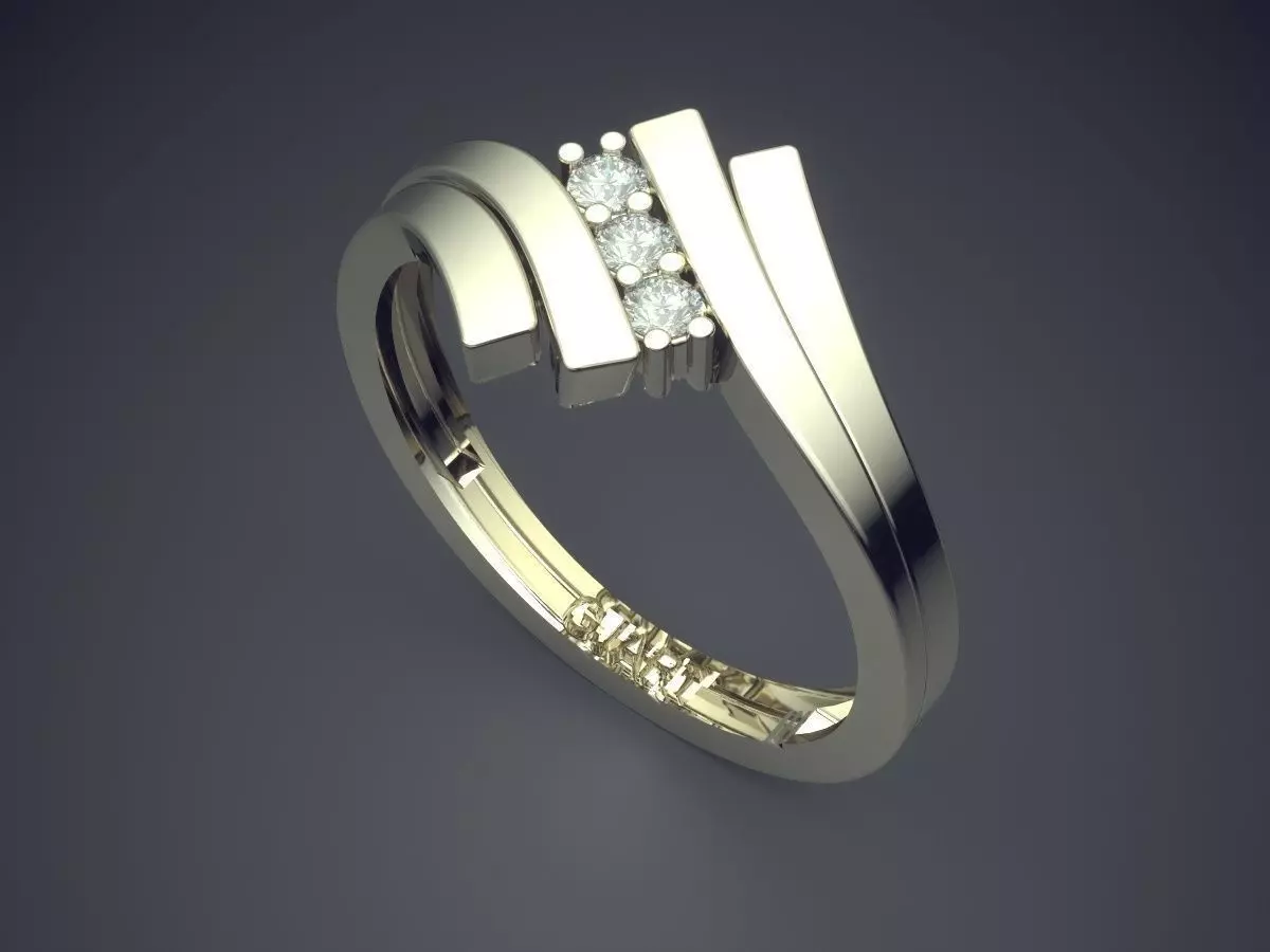 Unique Ring With Diamonds A-410 3D print model_1