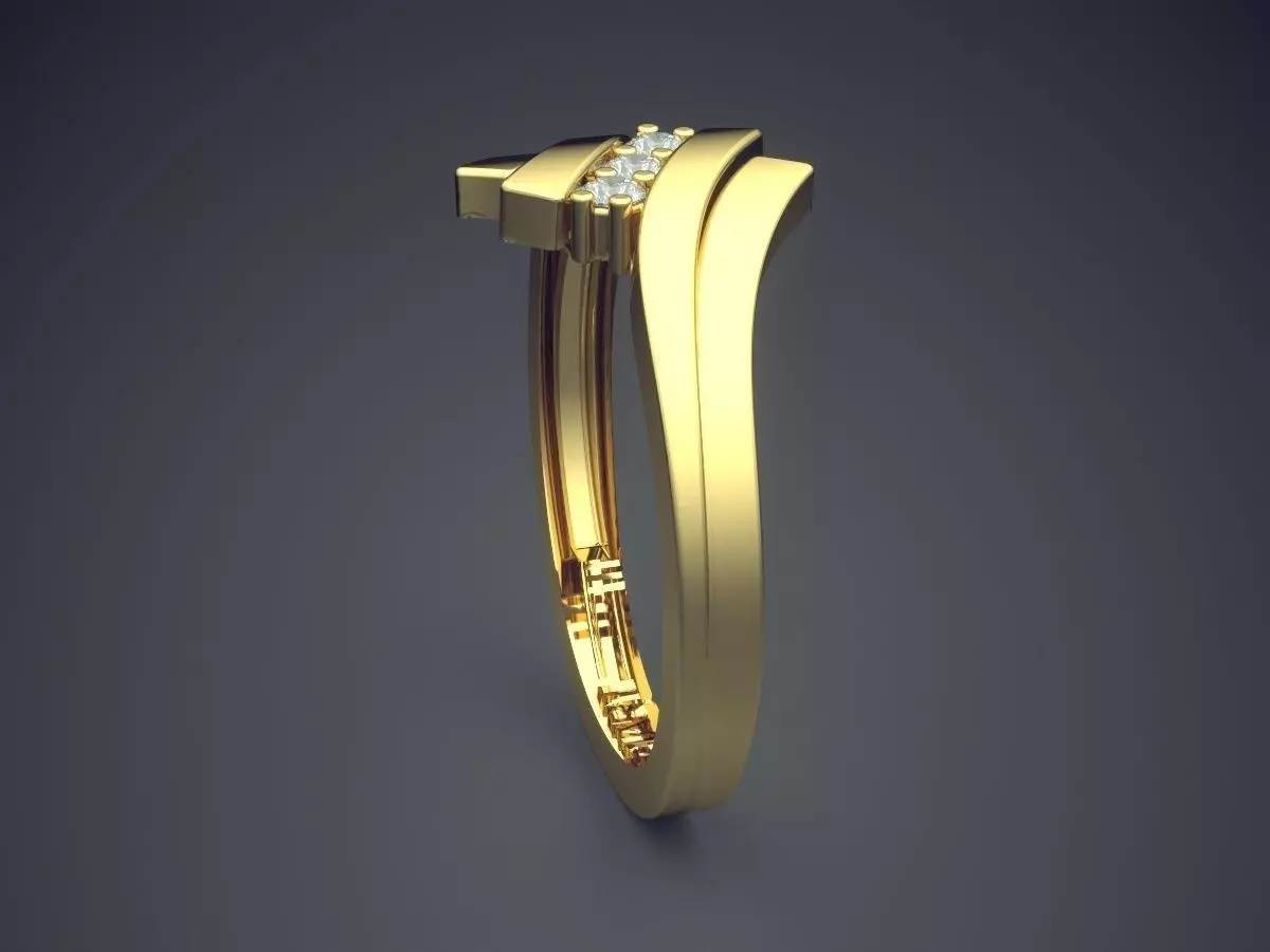 Unique Ring With Diamonds A-410 3D print model_3